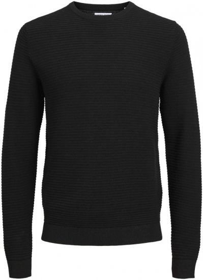 Jack & Jones OTTO Knitted Sweater Black - Sweatshirts & hoodies - Sweatshirt & Camisolas com Capuz tamanhos grandes