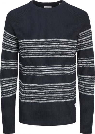 Jack & Jones PANNEL Striped Knitted Sweater Navy Blazer - Sweatshirts & hoodies - Sweatshirt & Camisolas com Capuz tamanhos grandes