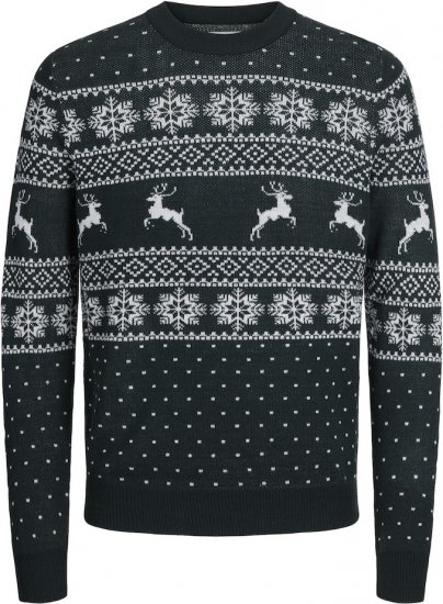 Jack & Jones GABRIEL XMAS Knitted Sweater Green - Sweatshirts & hoodies - Sweatshirt & Camisolas com Capuz tamanhos grandes