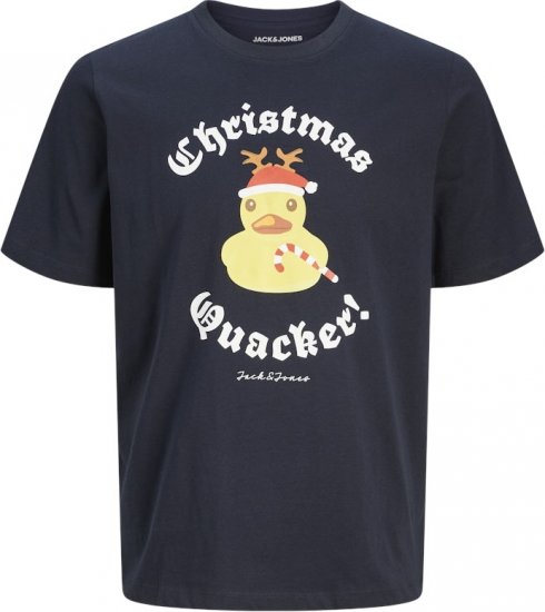 Jack & Jones XMAS Funny Christmas Quacker T-Shirt Navy - T-shirts - T-shirts Homem Tamanhos Grandes