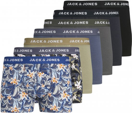 Jack & Jones JACMASON Trunks 7-Pack True Blue - Roupa Interior & natação - Roupa interior Homem Tamanhos Grandes