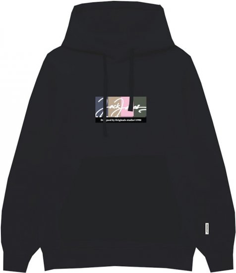 Jack & Jones PORTLAND Hoodie Black - Sweatshirts & hoodies - Sweatshirt & Camisolas com Capuz tamanhos grandes