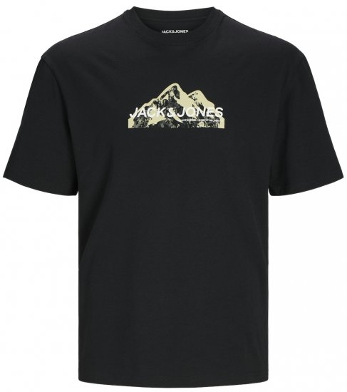 Jack & Jones JCOMOUNTAIN LOGO T-Shirt Black - T-shirts - T-shirts Homem Tamanhos Grandes