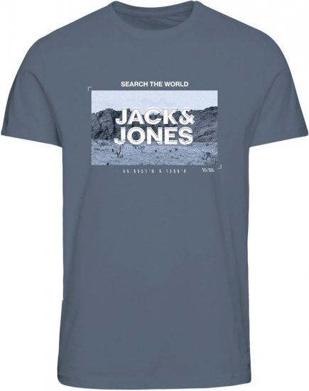 Jack & Jones RAY Photo T-Shirt Flint Stone Blue - T-shirts - T-shirts Homem Tamanhos Grandes