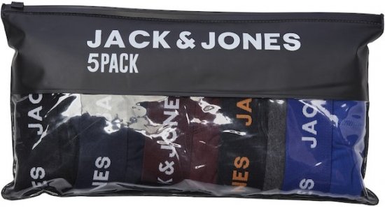 Jack & Jones EVERYDAY Trunks 5 Pack Black - Roupa Interior & natação - Roupa interior Homem Tamanhos Grandes