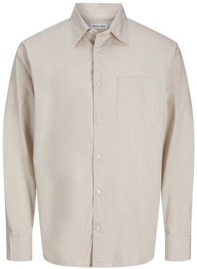  Jack & Jones Cody Poplin Long Sleeve Shirt Moonbeam - Camisas - Camisas Homem Tamanhos Grandes