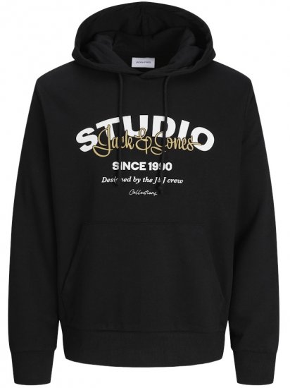 Jack & Jones Yuki Hood Sweatshirt Black - Sweatshirts & hoodies - Sweatshirt & Camisolas com Capuz tamanhos grandes