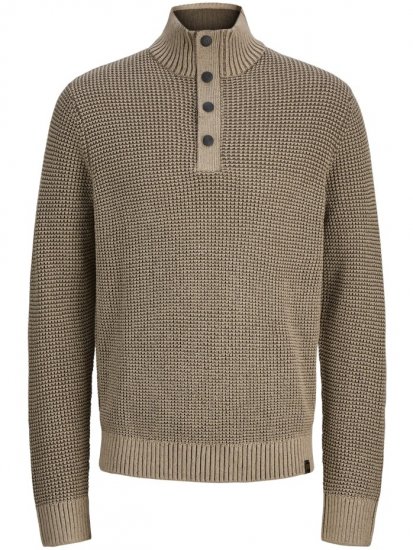 Jack & Jones Ethan High Neck Knit Pullover Crockery - Sweatshirts & hoodies - Sweatshirt & Camisolas com Capuz tamanhos grandes