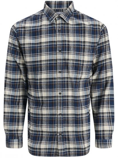 Jack & Jones James Long Sleeve Flannel Shirt Navy Blazer - Camisas - Camisas Homem Tamanhos Grandes