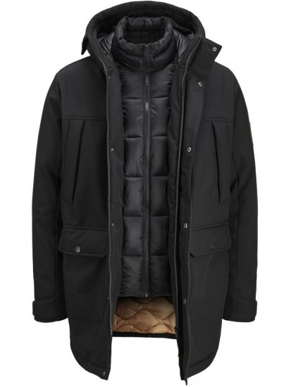 Jack & Jones Finn Softshell Parka Black - Casacos - Casacos Homem Tamanhos Grandes