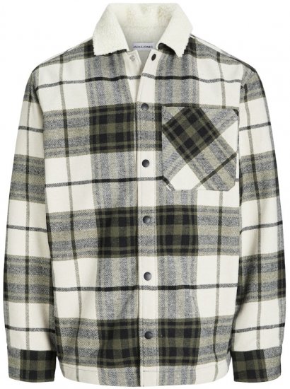 Jack & Jones Zac Teddy Long Sleeve Overshirt Jacket Dusty Olive - Casacos - Casacos Homem Tamanhos Grandes