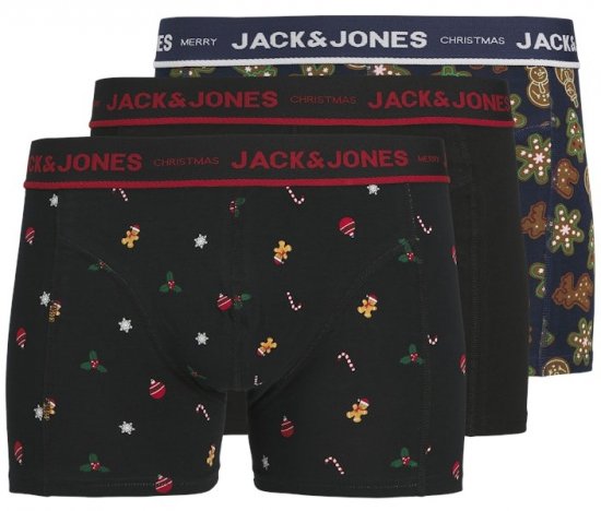 Jack & Jones Gingerbread Trunks 3-Pack Black - Roupa Interior & natação - Roupa interior Homem Tamanhos Grandes