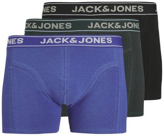 Jack & Jones Black Friday Trunks 3-Pack Blue Black - Roupa Interior & natação - Roupa interior Homem Tamanhos Grandes