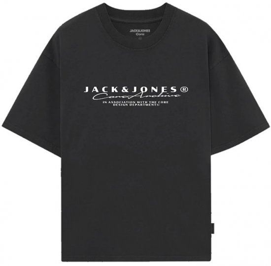 Jack & Jones Point Branding Crew Neck T-Shirt Black - T-shirts lisas - T-shirts lisas tamanhos grandes