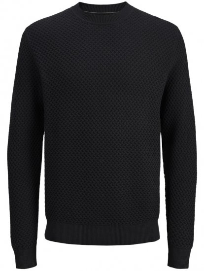 Jack & Jones Barkley Crew Neck Knitted Sweater Black - Sweatshirts & hoodies - Sweatshirt & Camisolas com Capuz tamanhos grandes