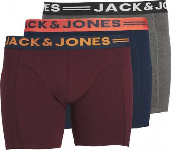 Jack & Jones LICHFIELD Trunks 3-Pack Burgundy - Roupa Interior & natação - Roupa interior Homem Tamanhos Grandes