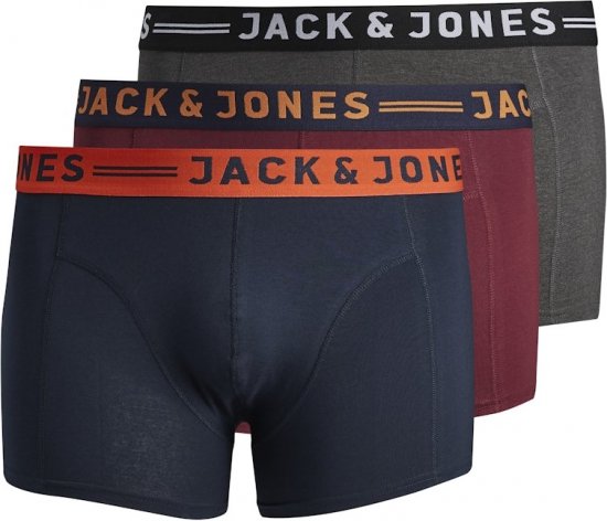 Jack & Jones LICHFIELD Trunks 3-Pack Burgundy - Roupa Interior & natação - Roupa interior Homem Tamanhos Grandes