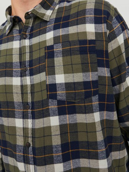 Jack & Jones JOROWEN CHECK COMFORT Shirt Olive - Camisas - Camisas Homem Tamanhos Grandes