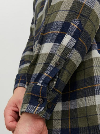 Jack & Jones JOROWEN CHECK COMFORT Shirt Olive - Camisas - Camisas Homem Tamanhos Grandes