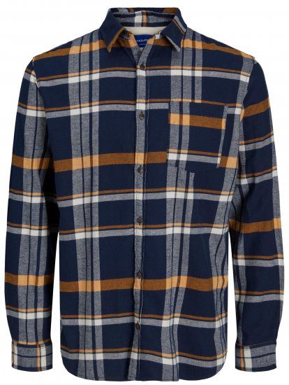 Jack & Jones JOROWEN CHECK COMFORT Shirt Navy - Camisas - Camisas Homem Tamanhos Grandes