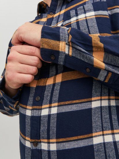 Jack & Jones JOROWEN CHECK COMFORT Shirt Navy - Camisas - Camisas Homem Tamanhos Grandes