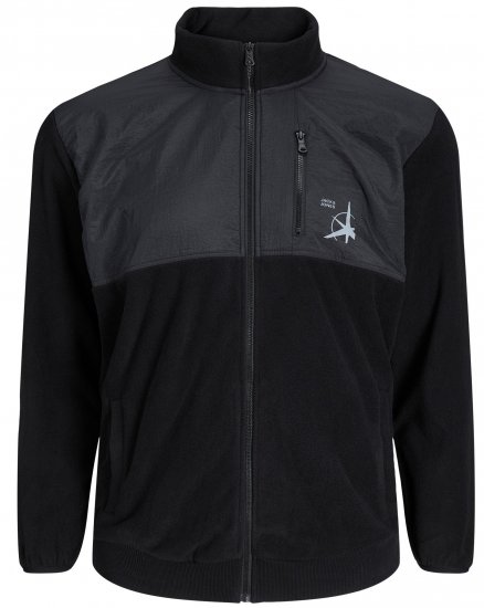 Jack & Jones JCOFILO POLARFLEECE with Zipper Black - Sweatshirts & hoodies - Sweatshirt & Camisolas com Capuz tamanhos grandes