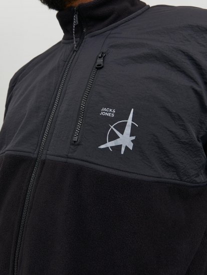 Jack & Jones JCOFILO POLARFLEECE with Zipper Black - Sweatshirts & hoodies - Sweatshirt & Camisolas com Capuz tamanhos grandes