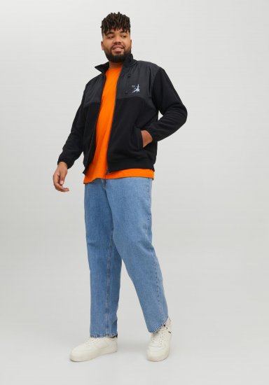 Jack & Jones JCOFILO POLARFLEECE with Zipper Black - Sweatshirts & hoodies - Sweatshirt & Camisolas com Capuz tamanhos grandes