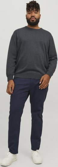 Jack & Jones BASIC Knitted Sweater Dark Grey Melange - Sweatshirts & hoodies - Sweatshirt & Camisolas com Capuz tamanhos grandes