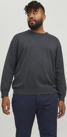 Jack & Jones BASIC Knitted Sweater Dark Grey Melange - Sweatshirts & hoodies - Sweatshirt & Camisolas com Capuz tamanhos grandes