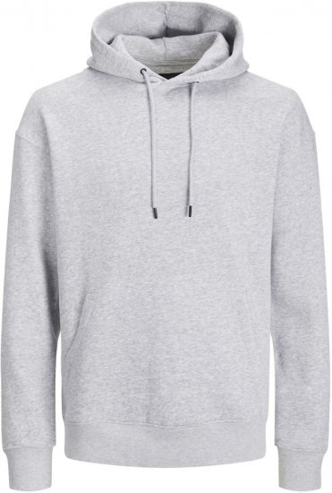 Jack & Jones BRADLEY Hoodie Light Grey Melange - Sweatshirts & hoodies - Sweatshirt & Camisolas com Capuz tamanhos grandes