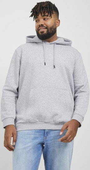Jack & Jones BRADLEY Hoodie Light Grey Melange - Sweatshirts & hoodies - Sweatshirt & Camisolas com Capuz tamanhos grandes