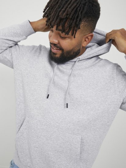 Jack & Jones BRADLEY Hoodie Light Grey Melange - Sweatshirts & hoodies - Sweatshirt & Camisolas com Capuz tamanhos grandes