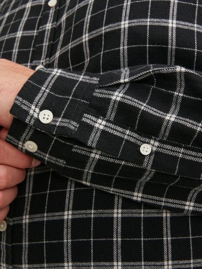 Jack & Jones JORCOZY FLANNEL CHECK SHIRT LS Black - Camisas - Camisas Homem Tamanhos Grandes