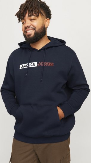 Jack & Jones CORP LOGO PLAY 5 Print Hoodie Navy Blazer - Sweatshirts & hoodies - Sweatshirt & Camisolas com Capuz tamanhos grandes