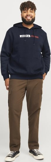 Jack & Jones CORP LOGO PLAY 5 Print Hoodie Navy Blazer - Sweatshirts & hoodies - Sweatshirt & Camisolas com Capuz tamanhos grandes