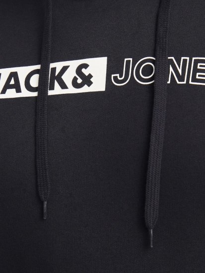 Jack & Jones CORP LOGO PLAY 5 Print Hoodie Black - Sweatshirts & hoodies - Sweatshirt & Camisolas com Capuz tamanhos grandes