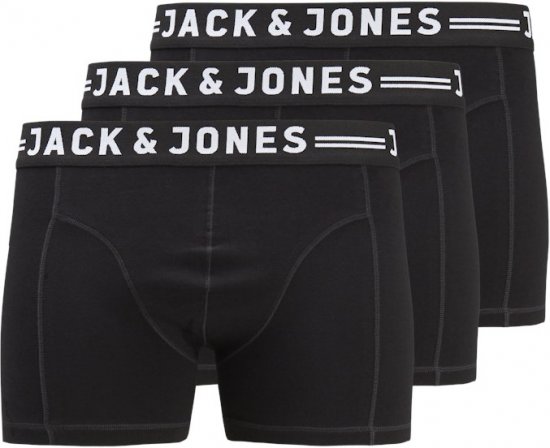 Jack & Jones SENSE Trunks 3-Pack Black - Roupa Interior & natação - Roupa interior Homem Tamanhos Grandes
