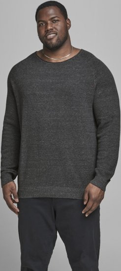 Jack & Jones HILL Knitted Sweater Dark Grey Melange - Sweatshirts & hoodies - Sweatshirt & Camisolas com Capuz tamanhos grandes