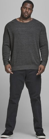 Jack & Jones HILL Knitted Sweater Dark Grey Melange - Sweatshirts & hoodies - Sweatshirt & Camisolas com Capuz tamanhos grandes