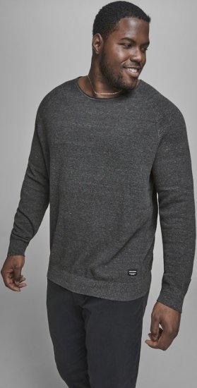 Jack & Jones HILL Knitted Sweater Dark Grey Melange - Sweatshirts & hoodies - Sweatshirt & Camisolas com Capuz tamanhos grandes