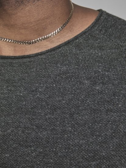 Jack & Jones HILL Knitted Sweater Dark Grey Melange - Sweatshirts & hoodies - Sweatshirt & Camisolas com Capuz tamanhos grandes