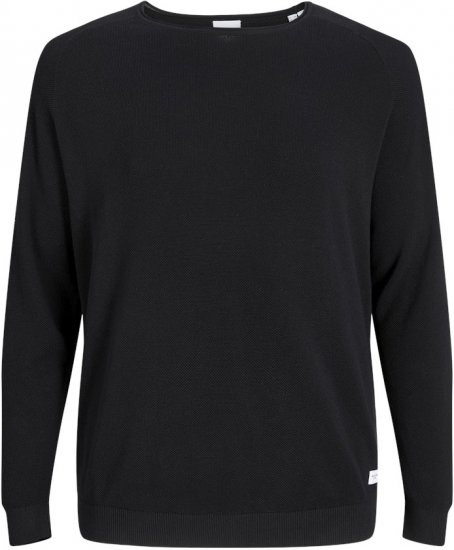 Jack & Jones HILL Knitted Sweater Black - Sweatshirts & hoodies - Sweatshirt & Camisolas com Capuz tamanhos grandes