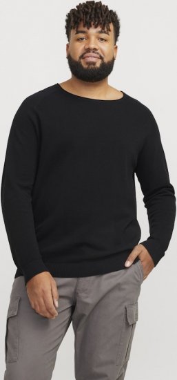 Jack & Jones HILL Knitted Sweater Black - Sweatshirts & hoodies - Sweatshirt & Camisolas com Capuz tamanhos grandes
