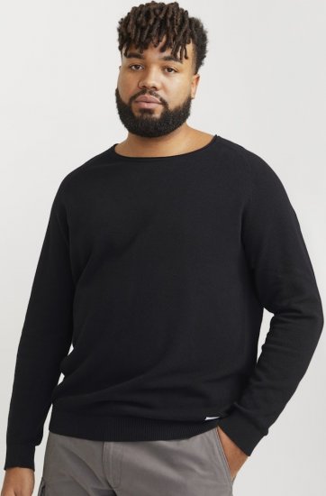 Jack & Jones HILL Knitted Sweater Black - Sweatshirts & hoodies - Sweatshirt & Camisolas com Capuz tamanhos grandes