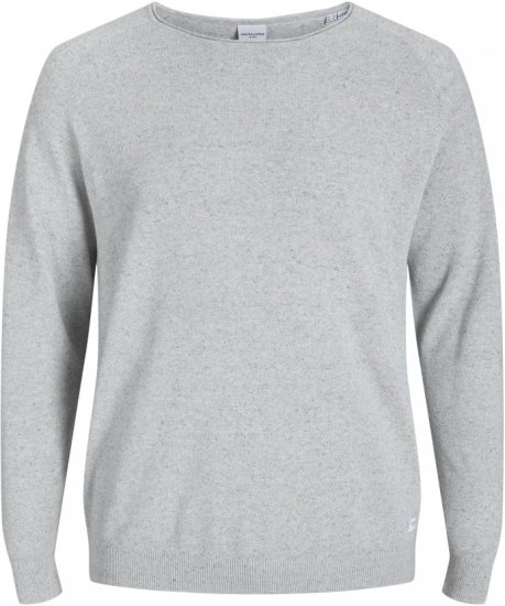Jack & Jones HILL Knitted Sweater Light Grey Melange - Sweatshirts & hoodies - Sweatshirt & Camisolas com Capuz tamanhos grandes