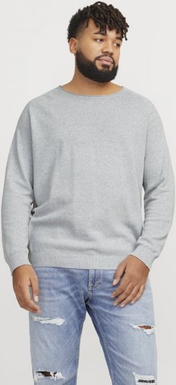 Jack & Jones HILL Knitted Sweater Light Grey Melange - Sweatshirts & hoodies - Sweatshirt & Camisolas com Capuz tamanhos grandes