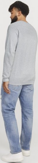 Jack & Jones HILL Knitted Sweater Light Grey Melange - Sweatshirts & hoodies - Sweatshirt & Camisolas com Capuz tamanhos grandes