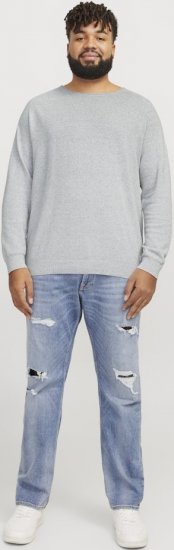 Jack & Jones HILL Knitted Sweater Light Grey Melange - Sweatshirts & hoodies - Sweatshirt & Camisolas com Capuz tamanhos grandes