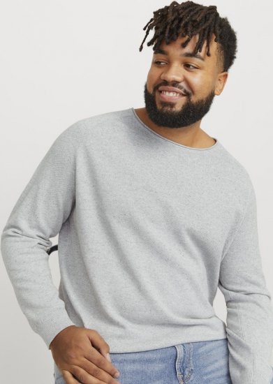 Jack & Jones HILL Knitted Sweater Light Grey Melange - Sweatshirts & hoodies - Sweatshirt & Camisolas com Capuz tamanhos grandes